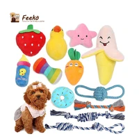 feeko 12 pcs dog toys squeaky plush rope chew toys for small dog supplies dog accessories interactive pet toys