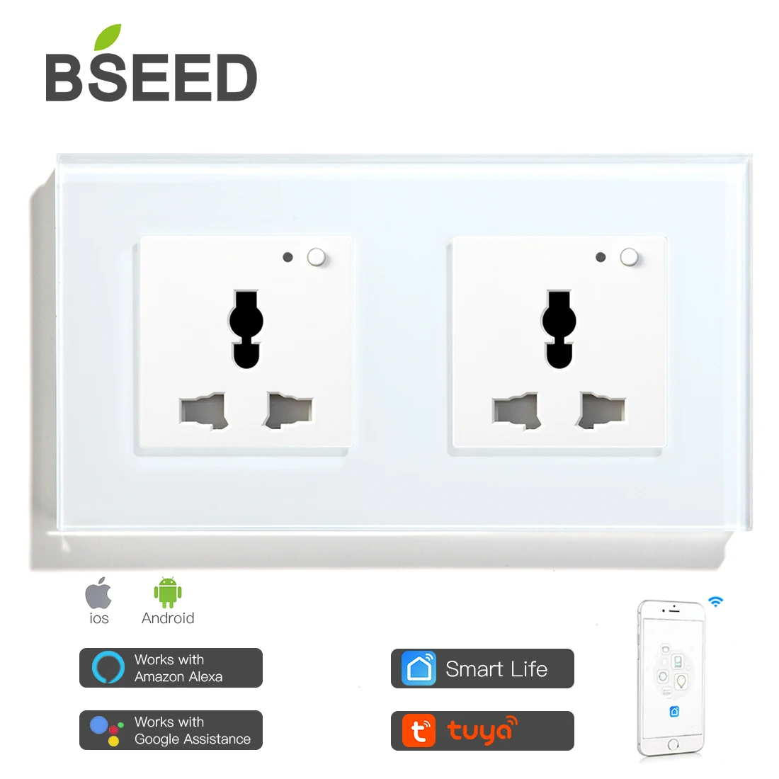 Розетка настенная многофункциональная черная/белая со стразами 13