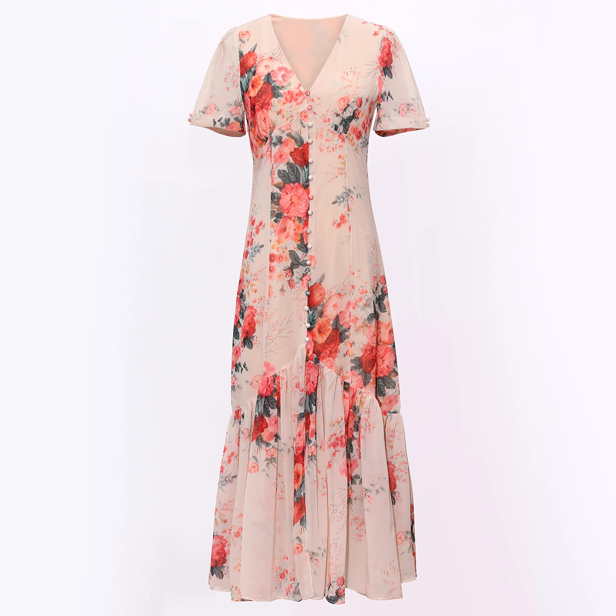 Пляжное платье с цветочным принтом модель 2019 года завязкой на талии и рисунком