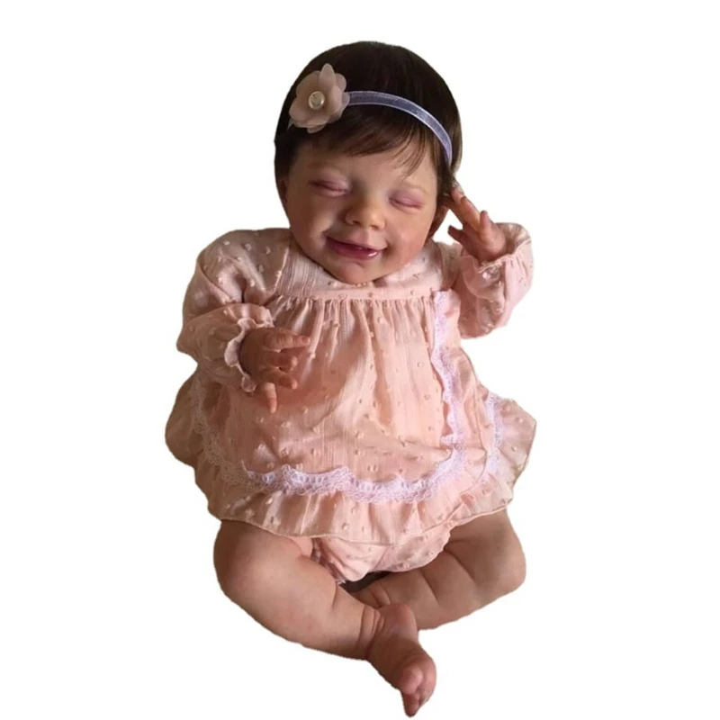 

53cm Silicone Realistic Doll Closed Eyes Soft Vinyl Magnetic Mouth Baby Cute NewbornToy