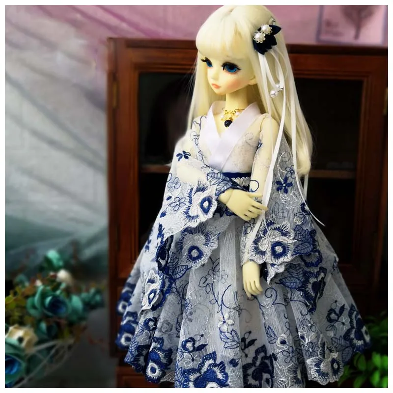 1/4 bjd doll dress +  hairband for 1/4 BJD doll accessories doll clothes  Improved Kimono with mesh lace