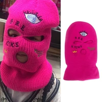 eye holes ski face mask balaclava warm beanies personalized embroidery party mask winter hats for women