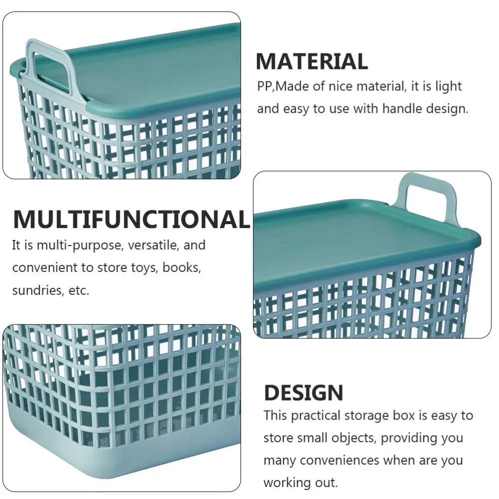 

1 Set of Portable Basket Storage Basket with Lid Cloth Storage Container (Green)