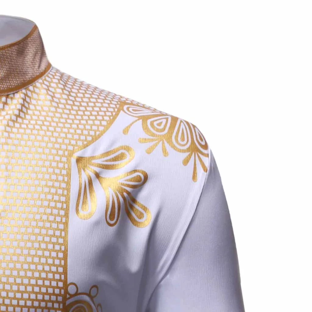 Рубашка KLV мужская с длинным рукавом хлопок модная туника приталенная принтом