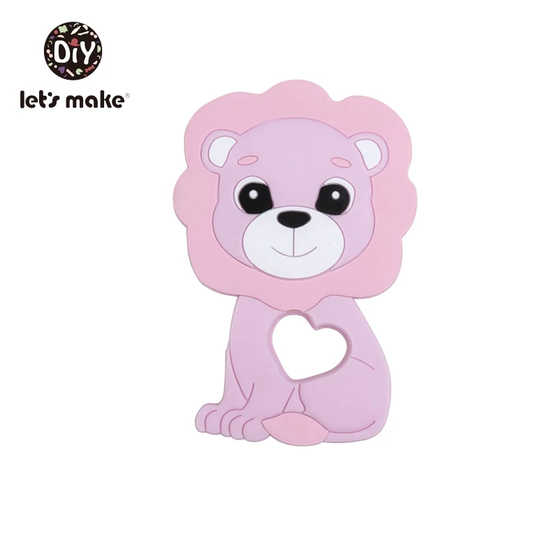 pink lion Давайте сделаем детский Прорезыватель для грызунов, 1 шт., 4-6 месяцев, кролик, животное, кролик, BPA бесплатно, сделай сам, пустышка, цепь, силиконовый прорезыватель, прорезыватель, игрушки для прорезывания зубов - Цвет: pink lion