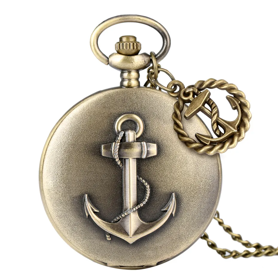 Bronze with Pendant Винтажные бронзовые SailingTheme кварцевые карманные часы римские цифры дисплей часы с ожерельем изысканный кулон часы Прямая поставка - Цвет: Bronze with Pendant