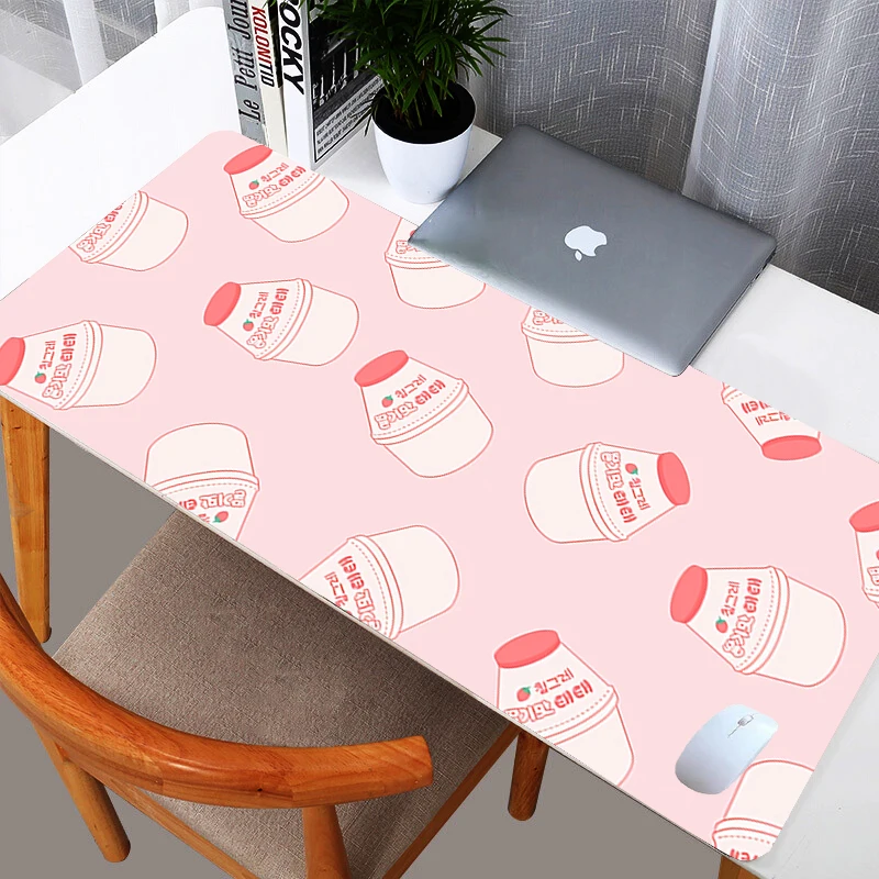 

Strawberry Milk Kawaii Big Mouse Pad PC Anime Gming Keyboard Mouse Pad Gamer Computer Rubber Mouse Pad XXL Cute Office Desk Mats