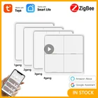 Умный беспроводной переключатель Tuya ZigBee, самоклеящаяся панель с 4 каналами, кнопка для умного дома, работает с Google Home, Alexa, Amazon