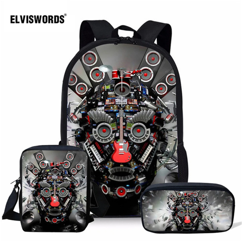 Комплект школьных сумок ELVISWORDS в стиле панк с принтом громкоговорителя для
