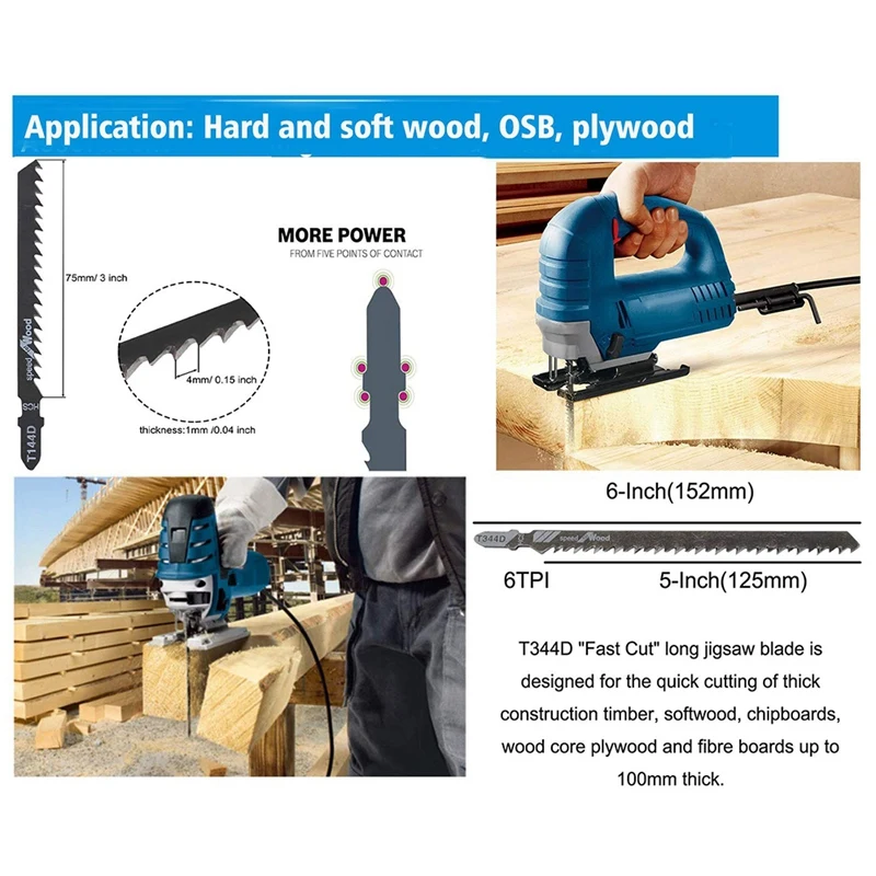 

20-Piece T-Shank Jig Saw Blade Set for Wood, Plastic Cutting T-Shank Design Compatible with Most of Jigsaws