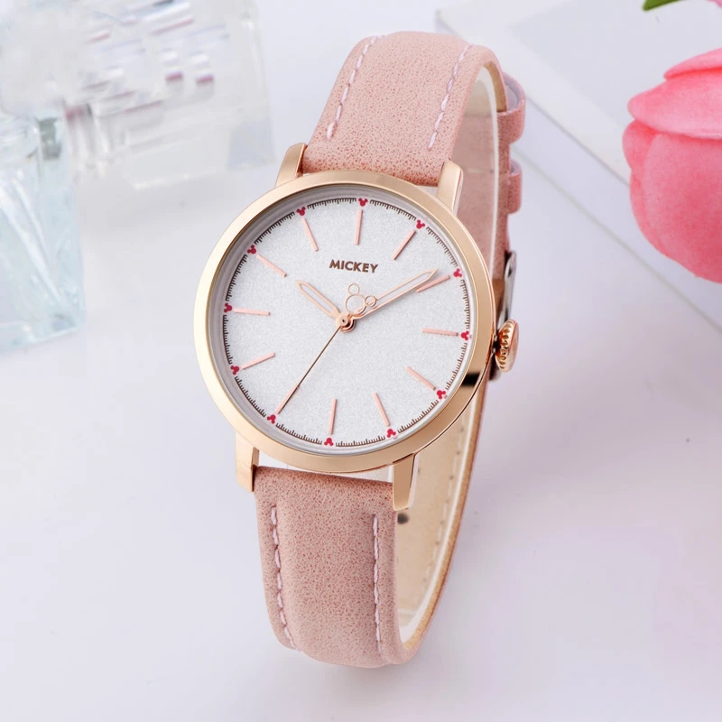 

Mickey Cuties Women Elegant Beautiful Hand Luminous Genuine Disney 11158 Buckle Leather Quartz Luxury Wrist Watch Dropshipping