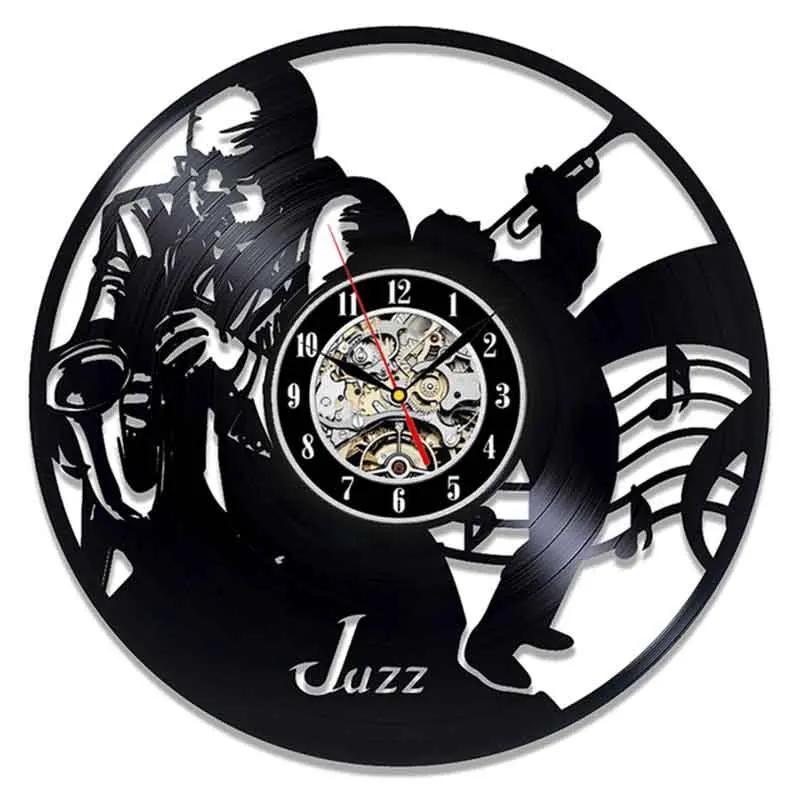 

Настенные часы с виниловой пластиной, музыкальный проигрыватель джаз, художественный декор, подарок для любителей джаза, ручная работа