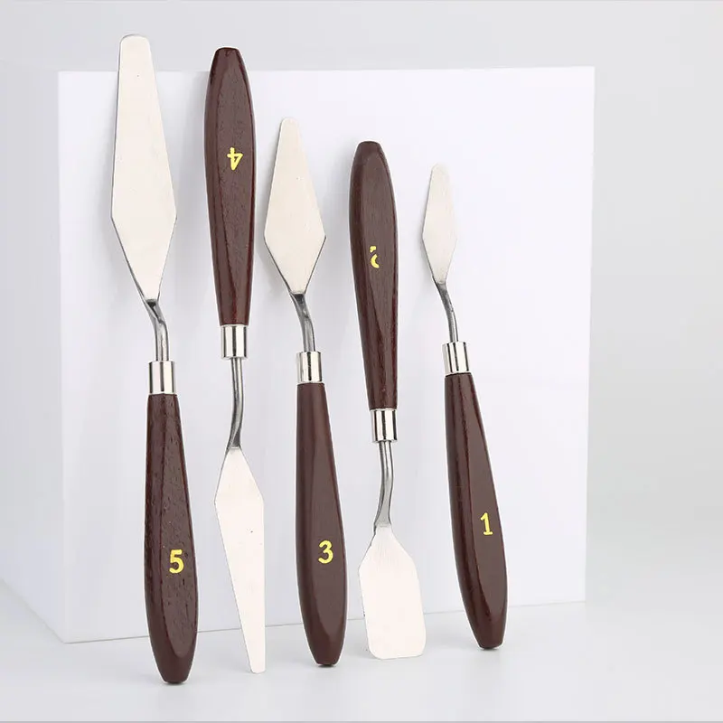 

LMDZ 5Pcs Stainless steel cake cream painting palette spatula baking tool oil painting spatula art spatula tool