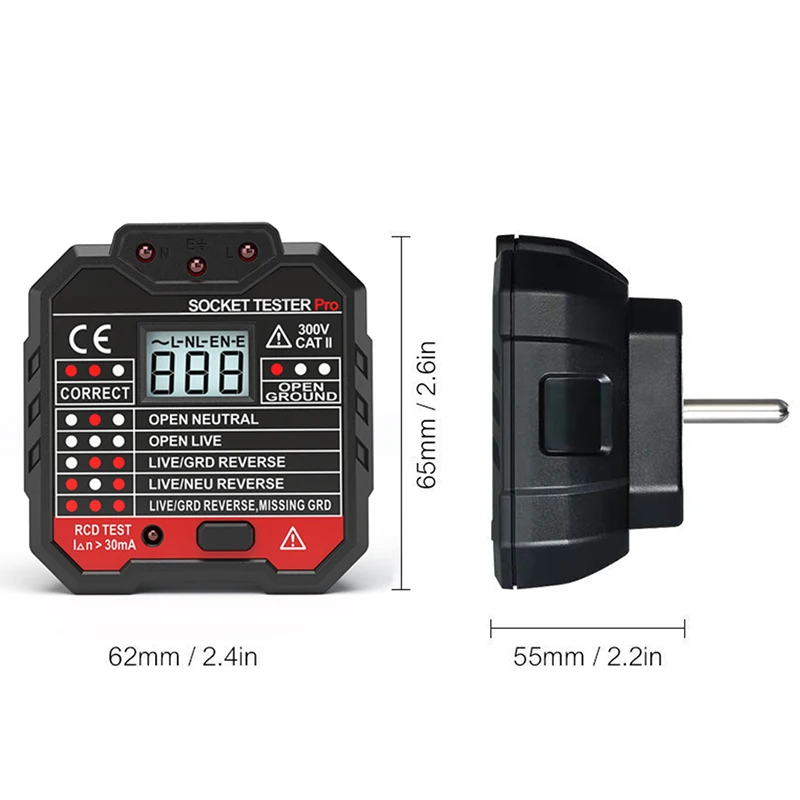 Тестер сокета тестер напряжения с розеткой детектор заземления нулевой линии