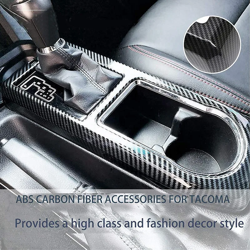 

Center Console Gear Shift Panel Cover Trim for Toyota Tacoma 2016-2020 Accessories, ABS Carbon Fiber