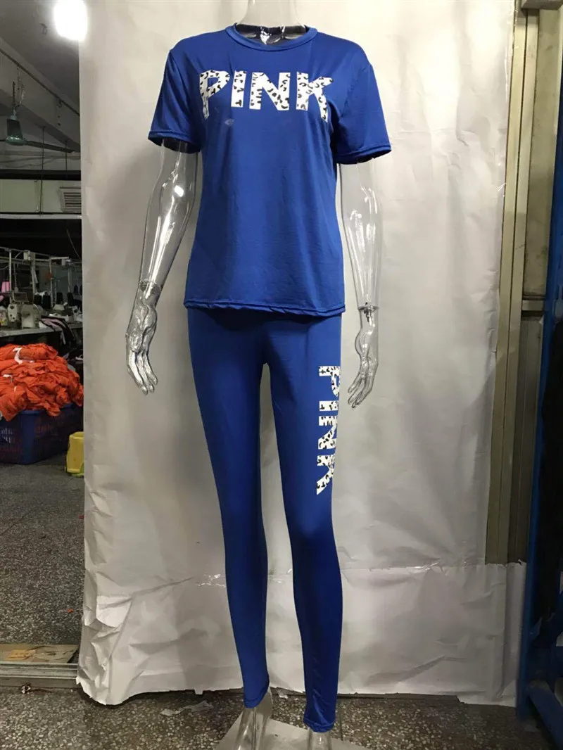 

Letter Pink Hot Women Tracksuit Letters Print Top and Long Pants 2 Piece Set Female Casual Pants Suits Set Outfits 2020