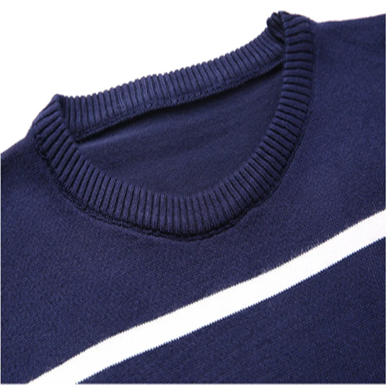 

Men O-neck Wool Pullover Autumn Winter Warm Soft Thick Slim Fit Striped Long Sleeve Clothes Knitted Cotton Casual Male Sweaters