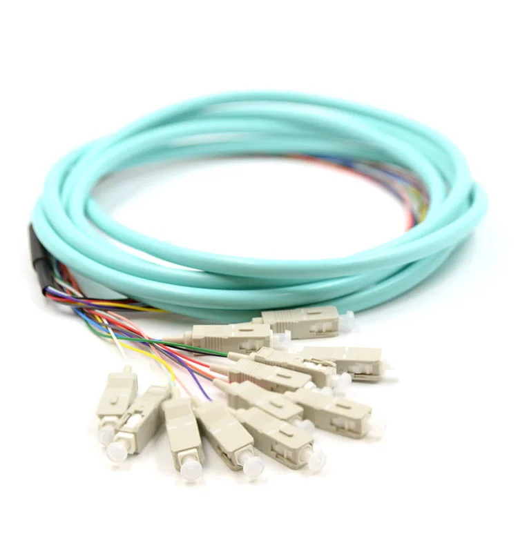 

12core Optical fibre pigtails LC/UPC SC/UPC FC/UPC OM3 1.5mtr aqua ftth optical fiber pigtails