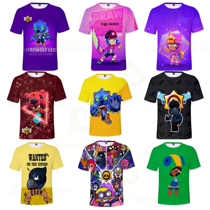

Shooting Game 3d Shirts Fashion Boys Girls Tops T-shirts Teen Clothes NEW Shark Leon Star Children's Wear Kids T-shirt