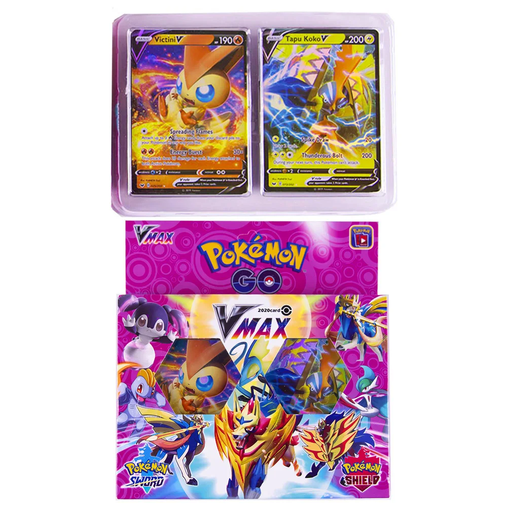Новинка 2020 55 шт. карты Pokemon Vmax меч и экранированная картина блестящая