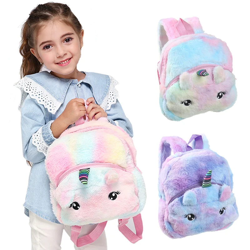 Детские плюшевые рюкзаки с мультяшным единорогом, школьные ранцы для детского сада, сумки для девочек, 2020