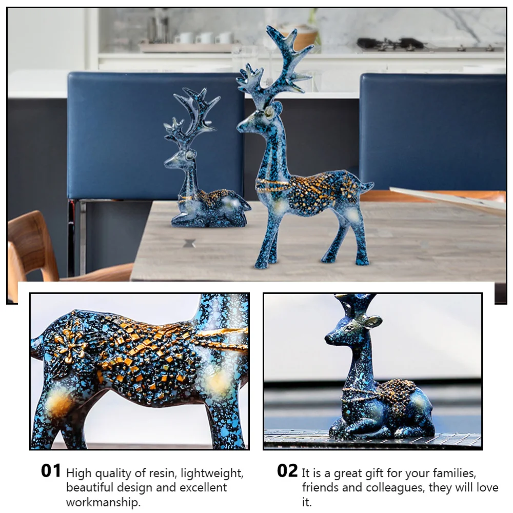 

2pcs Resin Craft Car Ornament Deer Shape Home Decoration Resin Car Decor