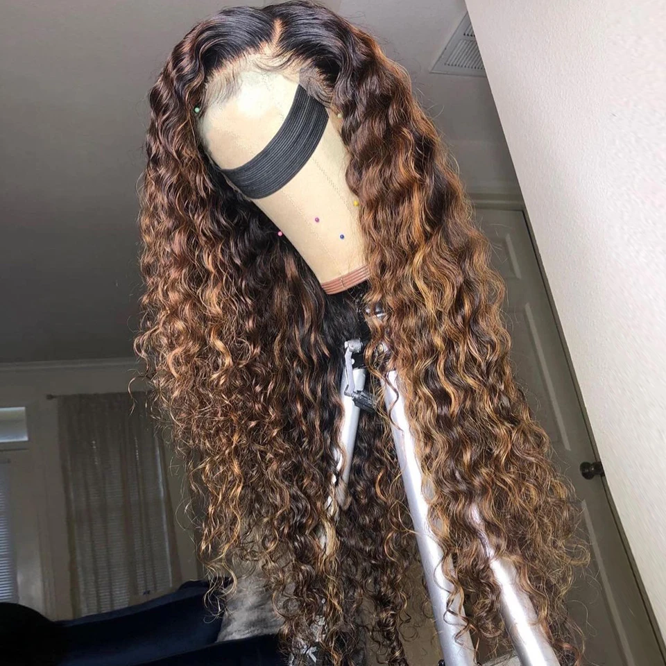 

Long Curly Remy Human Hair Middle Part Lace Front Wigs With Baby Hair Pre Plucked French Lace For Black Women Daily