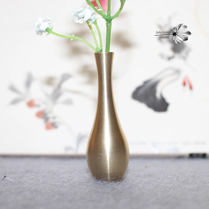 Новинка миниатюрная креативная ваза из чистой меди украшение для стола Медная