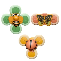 3 pieces funny suction cup spinning top toy animal spinner baby toy bath toy early learning toys gift