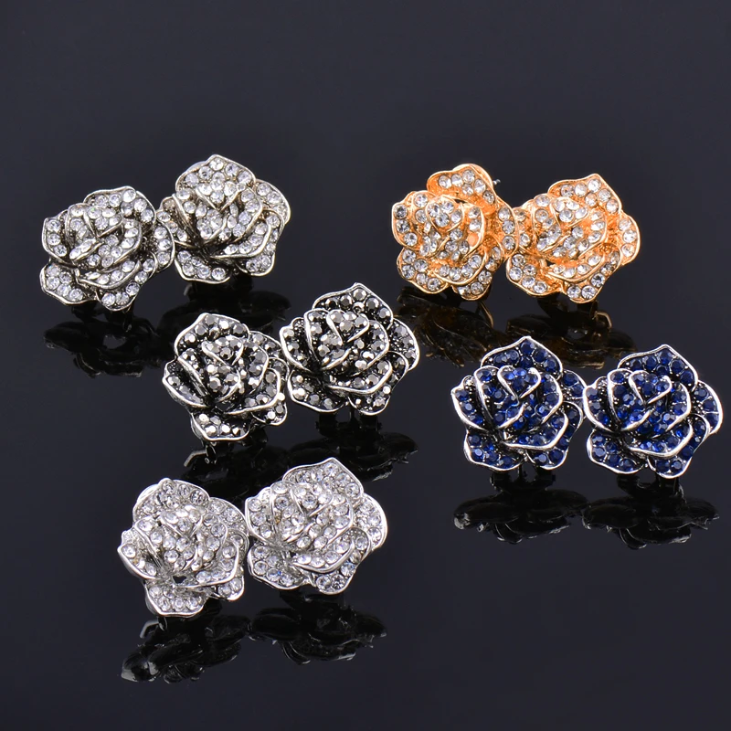 Женские винтажные серьги SINLEERY Серьги серебряного цвета с фианитом в форме розы