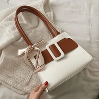 women panelled shoulder bags with ribbon designer simple handbags female crossbody bag for girls casual travel tote sac a main