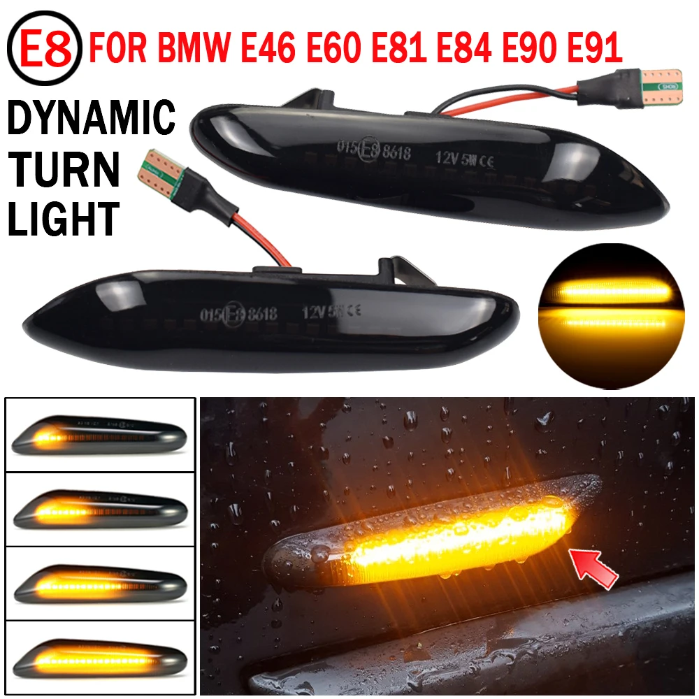 

2pcs Dynamic LED Side Marker Light Turn Signal Indicator Repeater Light Fit For BMW 3 Series E91 Wagon 2006-2011