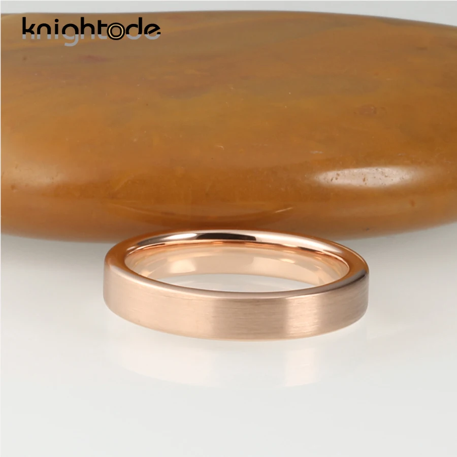 4 мм розовое золото карбид вольфрама кольцо Леди помолвка юбилей плоский ремешок
