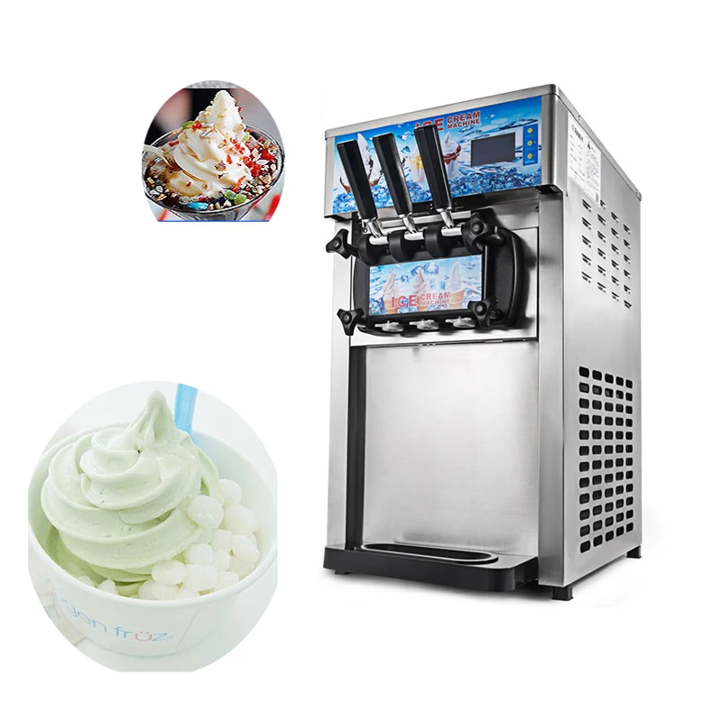 

Table Standing Three Flavors Ice Cream Maker Commercial Soft Serve Ice Cream Machine for Sale