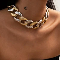 gsold new vintage ccb buckle thick chain simple double color exaggerated python texture necklace women punk party jewelry 2021
