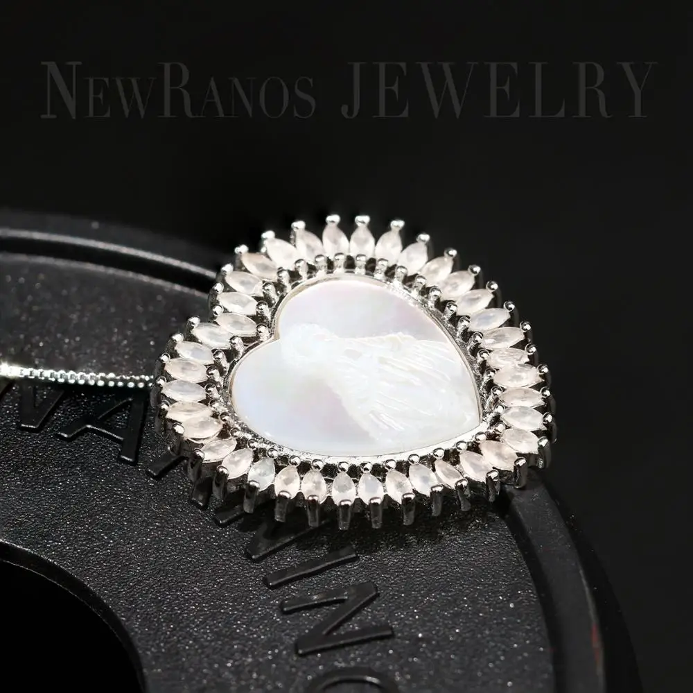 Newranos ожерелье Девы Марии в форме сердца жемчуг морской ракушки резной кулон Femme