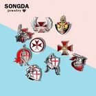 SONGDA Crusader Соломоновых Островов масонские знак брошь Рыцари крест тамплиеров акриловые заколки шапка сумка ткань штырь отворотом Украшения для мужчин подростков подарки