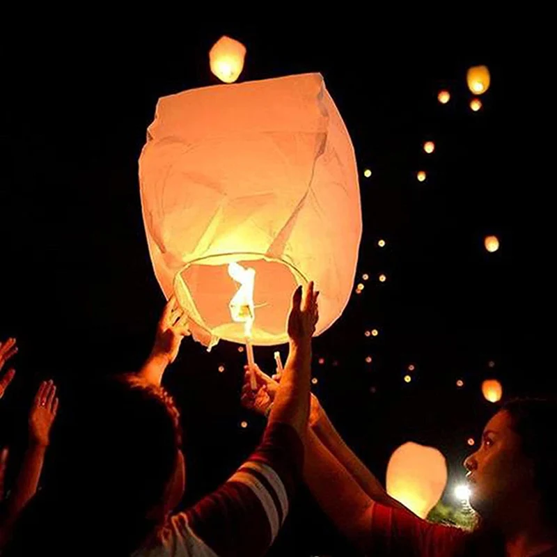 

Chinese Paper Sky Flying Wishing Lanterns Fly Candle Lamps Wishing Light Christmas Party Wedding Festival Decoration 1pcs