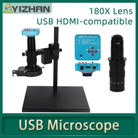 38mp hdmi compatible usb 2k 60fps industrial electronic digital 180x video microscope camera set for phone pcb soldering repair