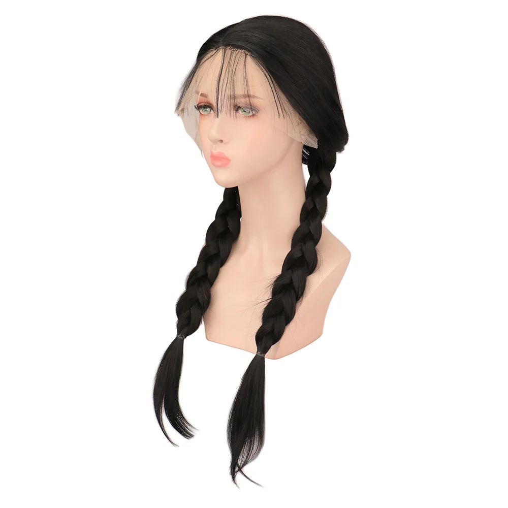 

Женские Длинные прямые парики SuQ с косами, термостойкие натуральные косички из синтетических волос на сетке спереди