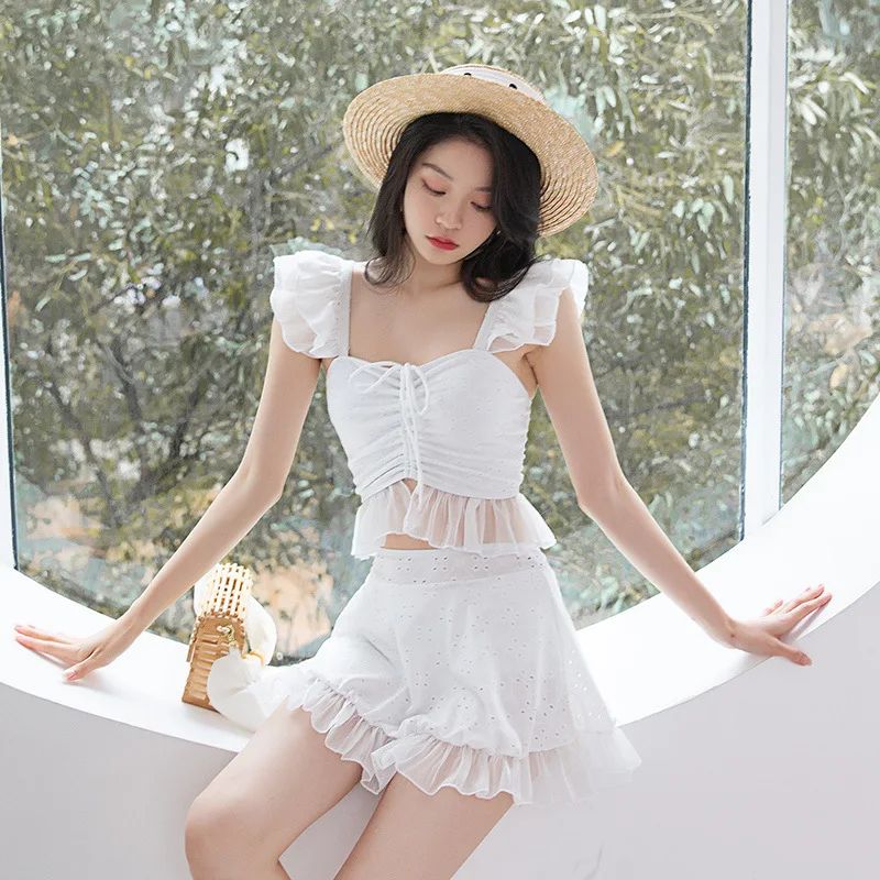 

Swimsuit Women Swimwear Bathing Suit Female Large Size 2021 New Skirt Split Slim Print Polyester Sierra Surfer Tankini Dress