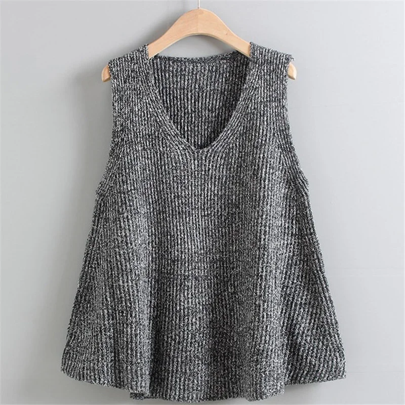 

#2459 Spring Autumn Pullovers Sweater Vest Women Sleevelsss V Neck Casual Vest Waistcoat Women Loose Cotton Knitted Vest Female