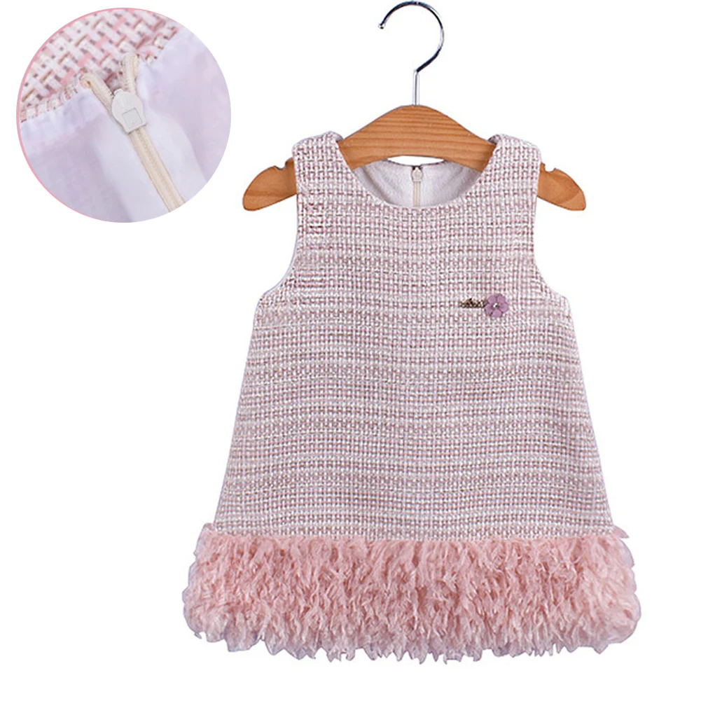 

Toddler Kid Girl Princess Dress, Cute Sweet Vest Feather Shift Dress for Daily Birthday Ballet Gown