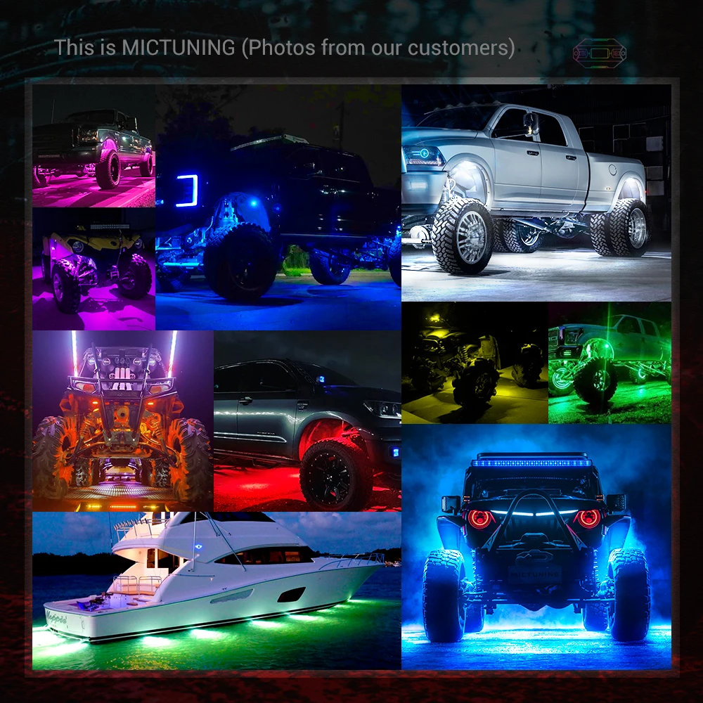 Micтюнинг 4 подставки RGBW Автомобильные светодиодные светильники Rock с Управлением