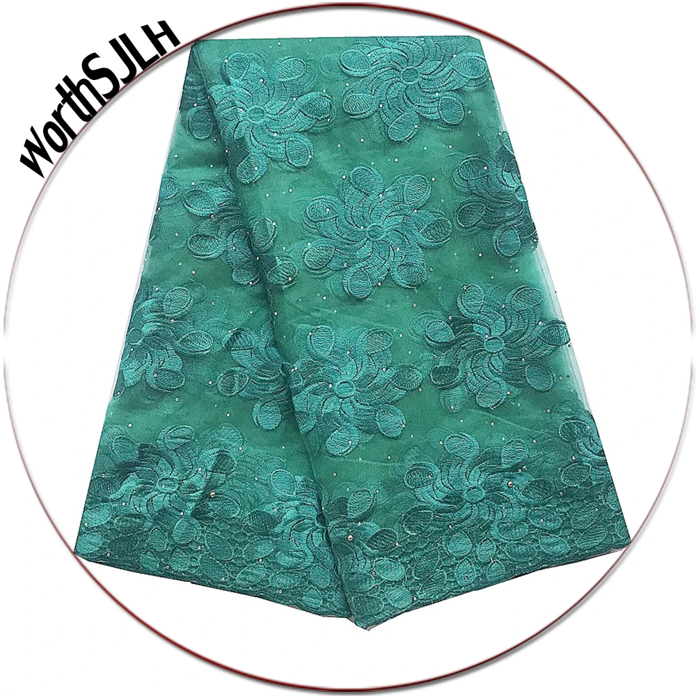 Aso Ebi вышитая французская ярко зеленая бисерная Свадебная кружевная ткань