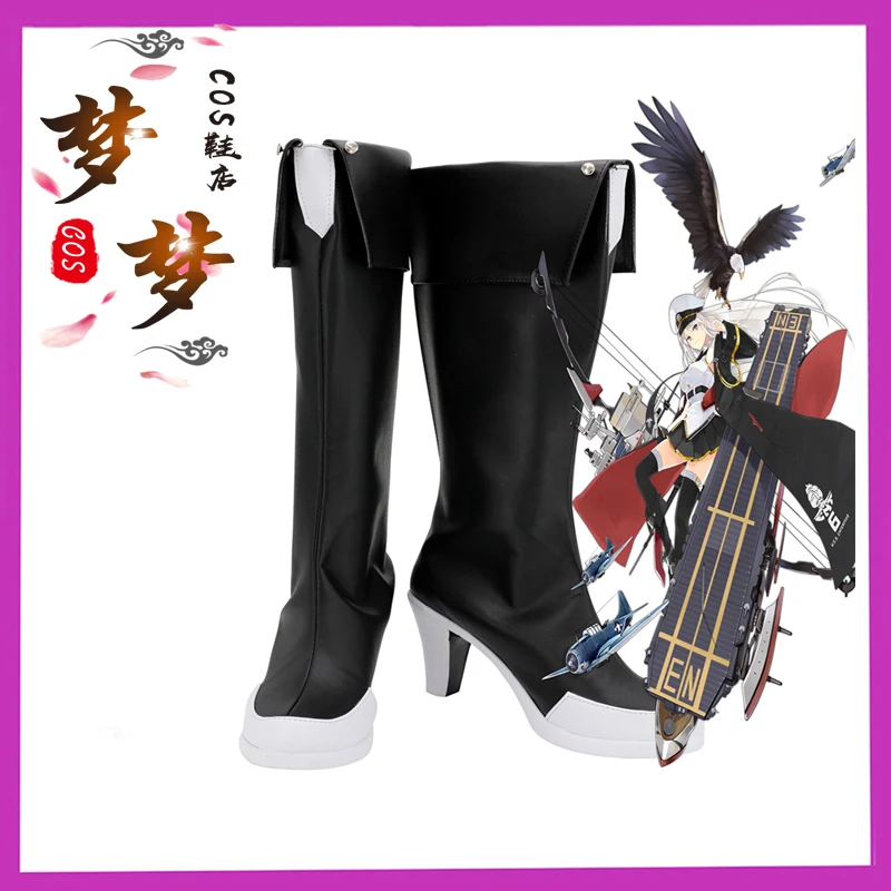

Azur Lane USS Enterprise Cosplay Shoes Boots Custom Made Any Size For Unisex Halloween Party Props