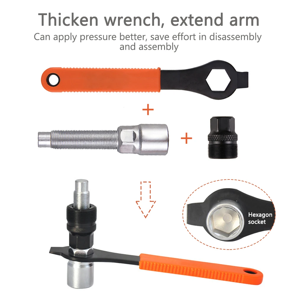 

7pcs Multifunction Bike Tools Set Outdoor Cycling Crank Accessories Portable With Chain Whip Emergency Durable Cassette Removal
