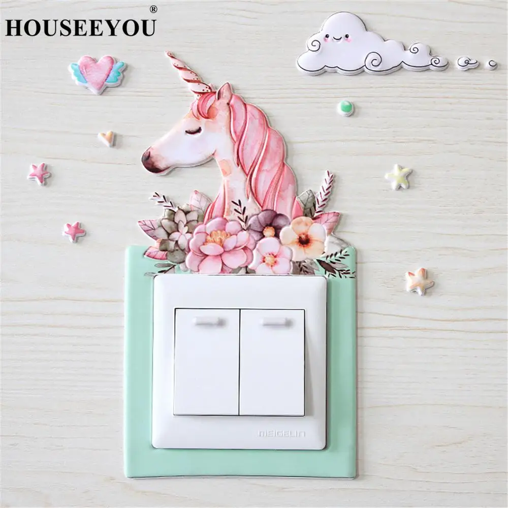 Мультяшные 3D Самоклеящиеся наклейки с животными единорогом фламинго наклейка на