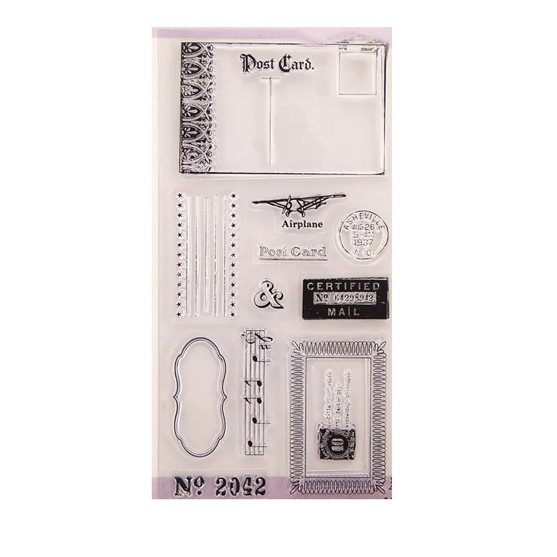 

Vintage Airplane Post Card Music Transparent Clear Silicone Stamp for Seal DIY Scrapbooking Photo Album Clear Stamp Sheets