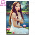 Мозаика-пазл красивая женщина с квадратными и круглыми стразами